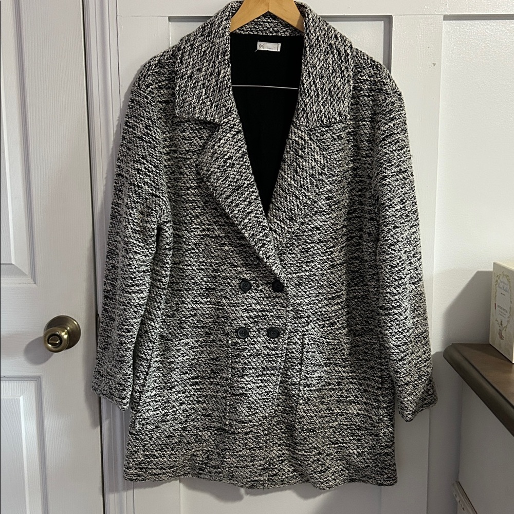 Gentle Fawn Jacket Black & White Fall Button Front Coat Small Oversized